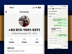 Inilah tangkapan layar dan pesan WhatsApp penipuan dari seseorang yang mengaku sebagai Kepala BPN Kota Depok. (Foto: Ist)