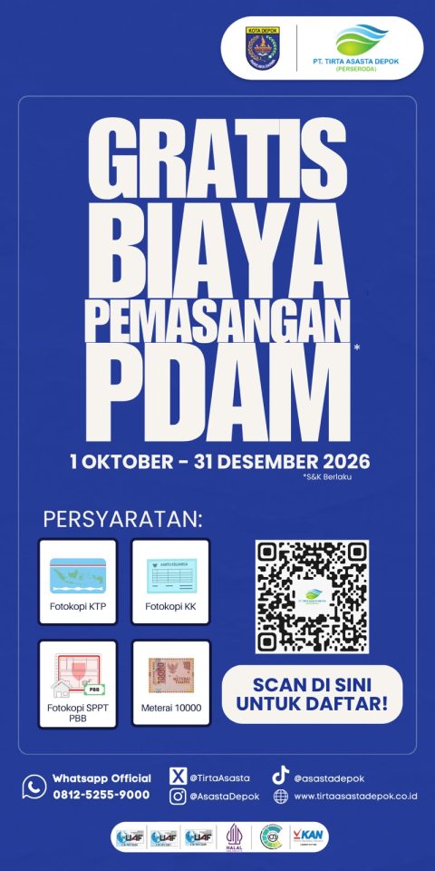 Tirta Asasta Depok Gratiskan Biaya Penyambungan Pelanggan Baru